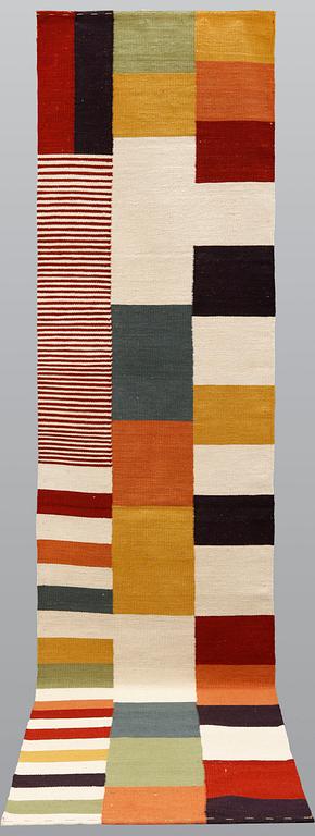 Gallerimatta, Kelim, modern design, ca 335 x 80 cm.