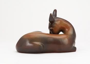 A Gunnar Nylund stoneware figure of a deer, Rörstrand.