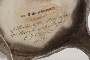 KAFFEKANNA, silver, nyrokoko, Gustav Möllenborg, Stockholm, 1838. Vikt ca 1020 gram.