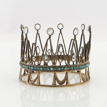 Bride's crown of gilded silver with turquoises and colourless stones, Stockholm 1936.