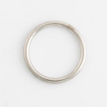 A platinum eternity band set with diamonds.