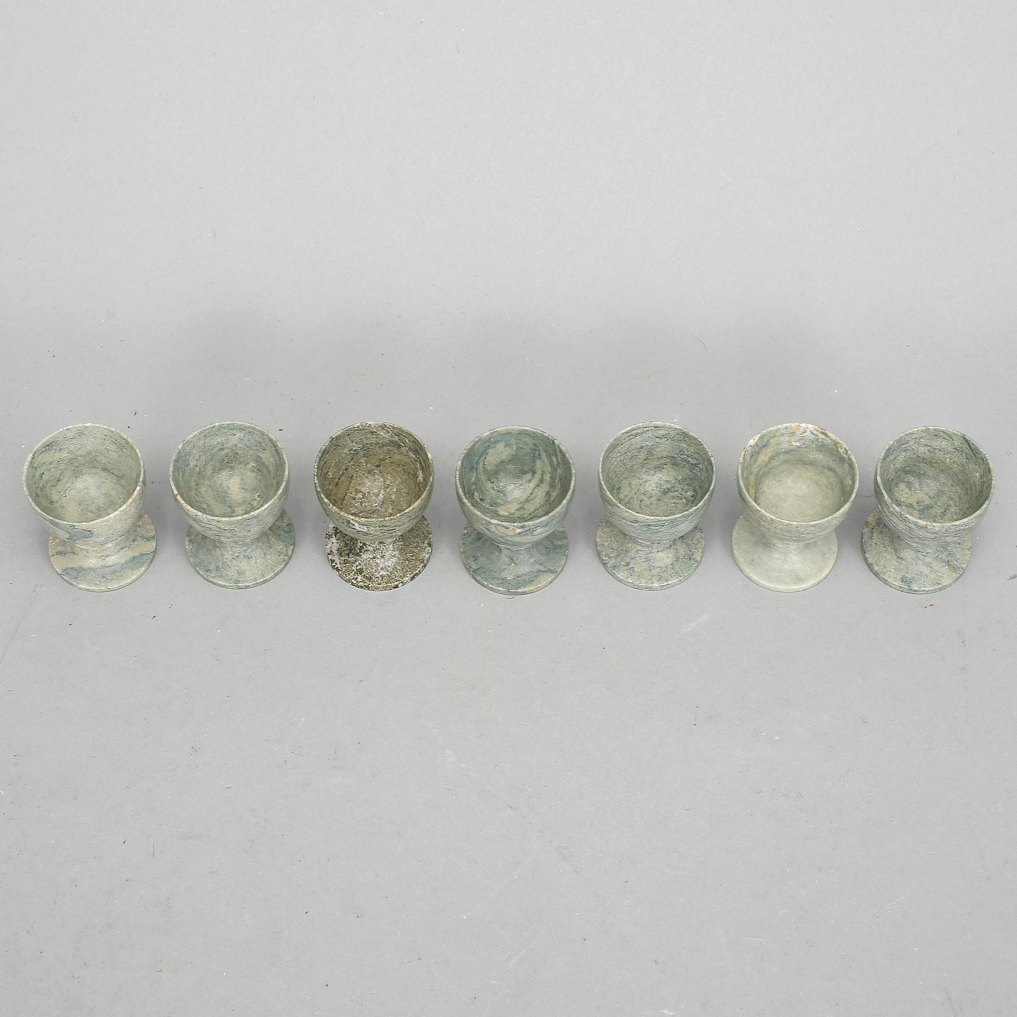 ÄGGKOPPAR, 7st, kolmårdsmarmor, 1800-tal.