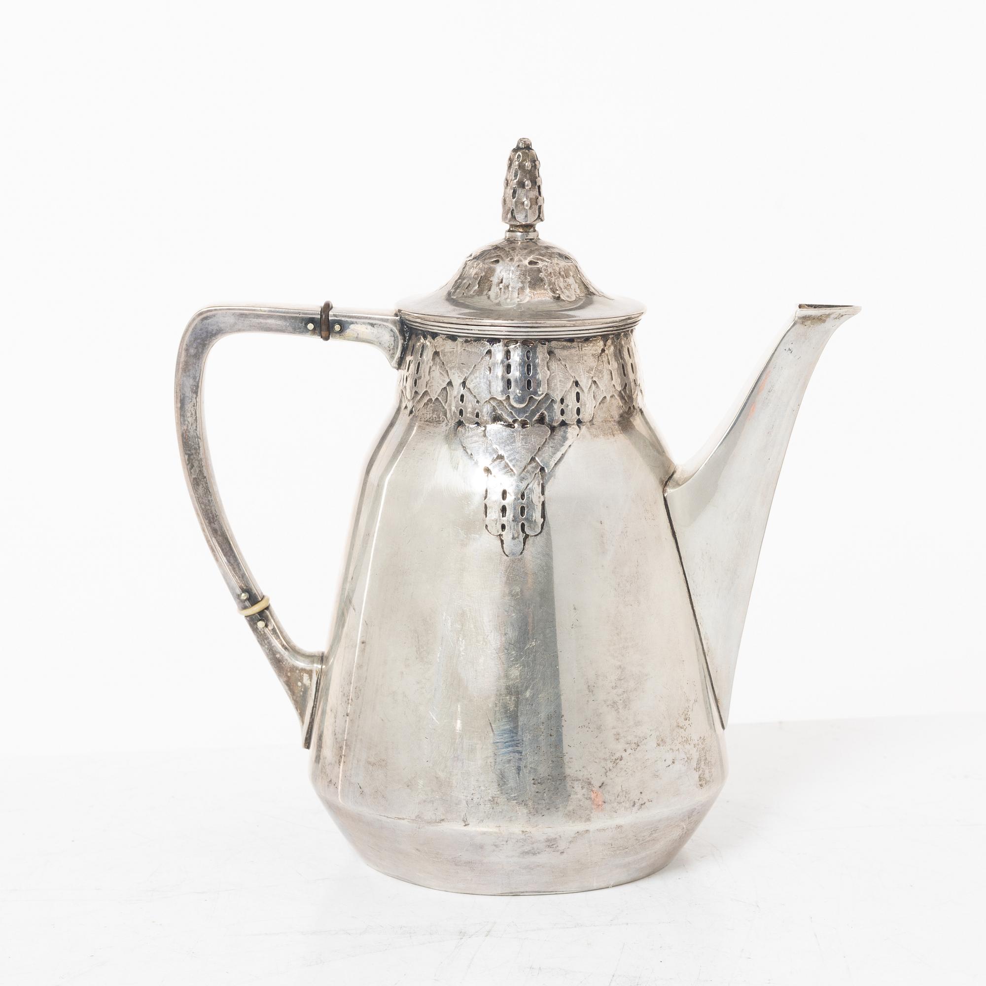 Coffee service, 3 pieces, silver, Art Nouveau, Anna Ohlsson & Co Östersund, 1910.