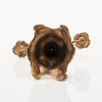 KANDELABER, förgylld metall, rokokostil, 1900-tal.
