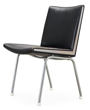 623. A Hans J Wegner 'Kastrup' steel and black leather chair, AP-stolen, Denmark.