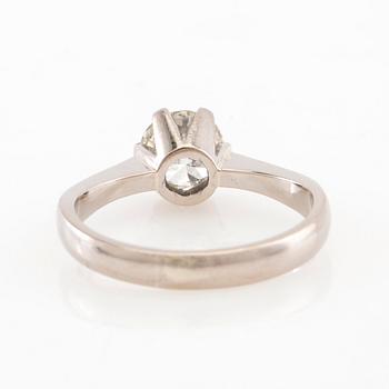 Solitaire ring in 18K white gold with a round brilliant-cut diamond approximately 1.43 ct.