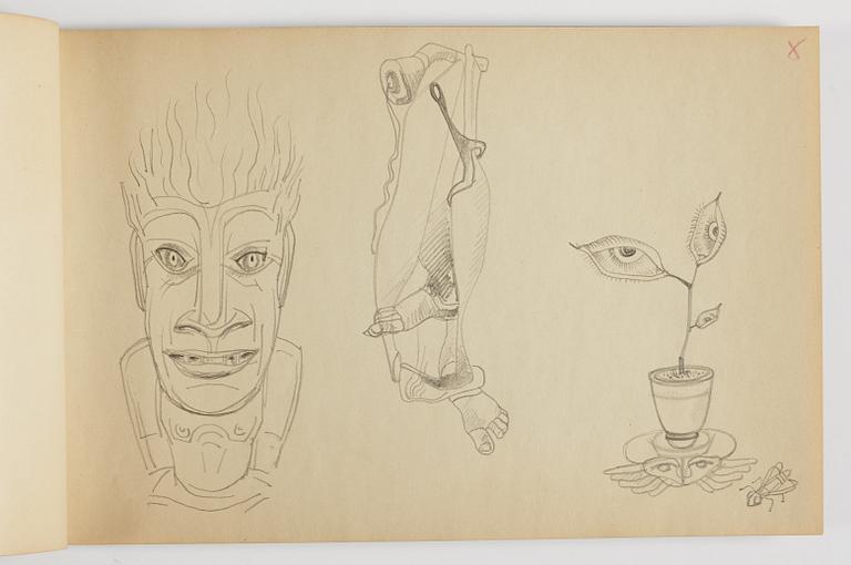 GÖSTA ADRIAN-NILSSON, skissblock, 1920/30-tal, av konstnären egenhändigt inskriberad GAN med blå färgpenna på pärmen.