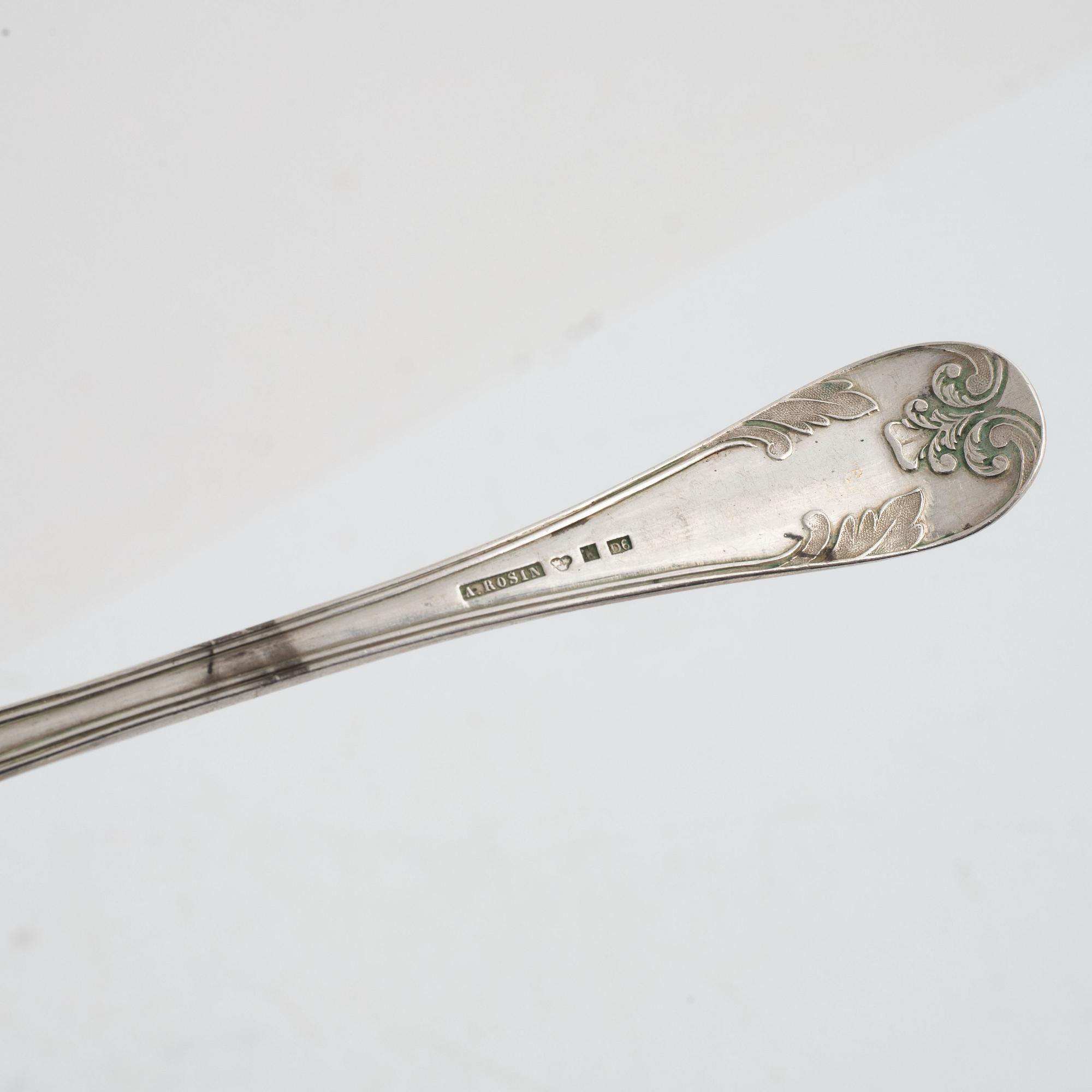 Seven Swedish silver spoons, 1792-1882.