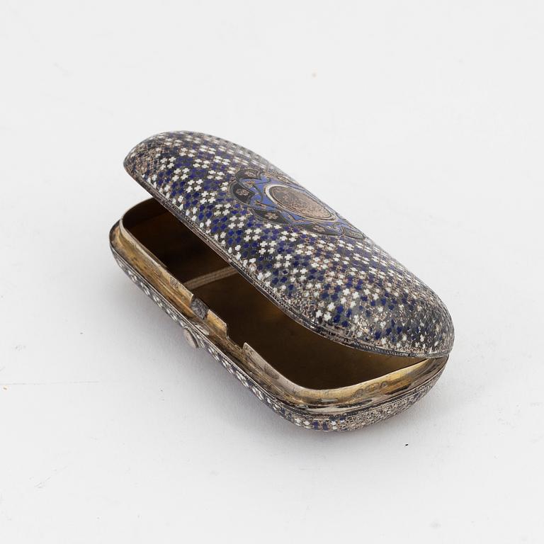 A silver table bell and a box, including Vienna 1830.