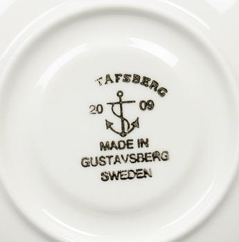 KAFFEKOPPAR med FAT, 6 st. Benporslin, "Adam", Stig Lindberg, Gustavsberg, 2000-tal.