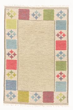 Bittan Bergh-Valberg, a flat weave carpet, signed BA, approx. 303 x 199 cm.