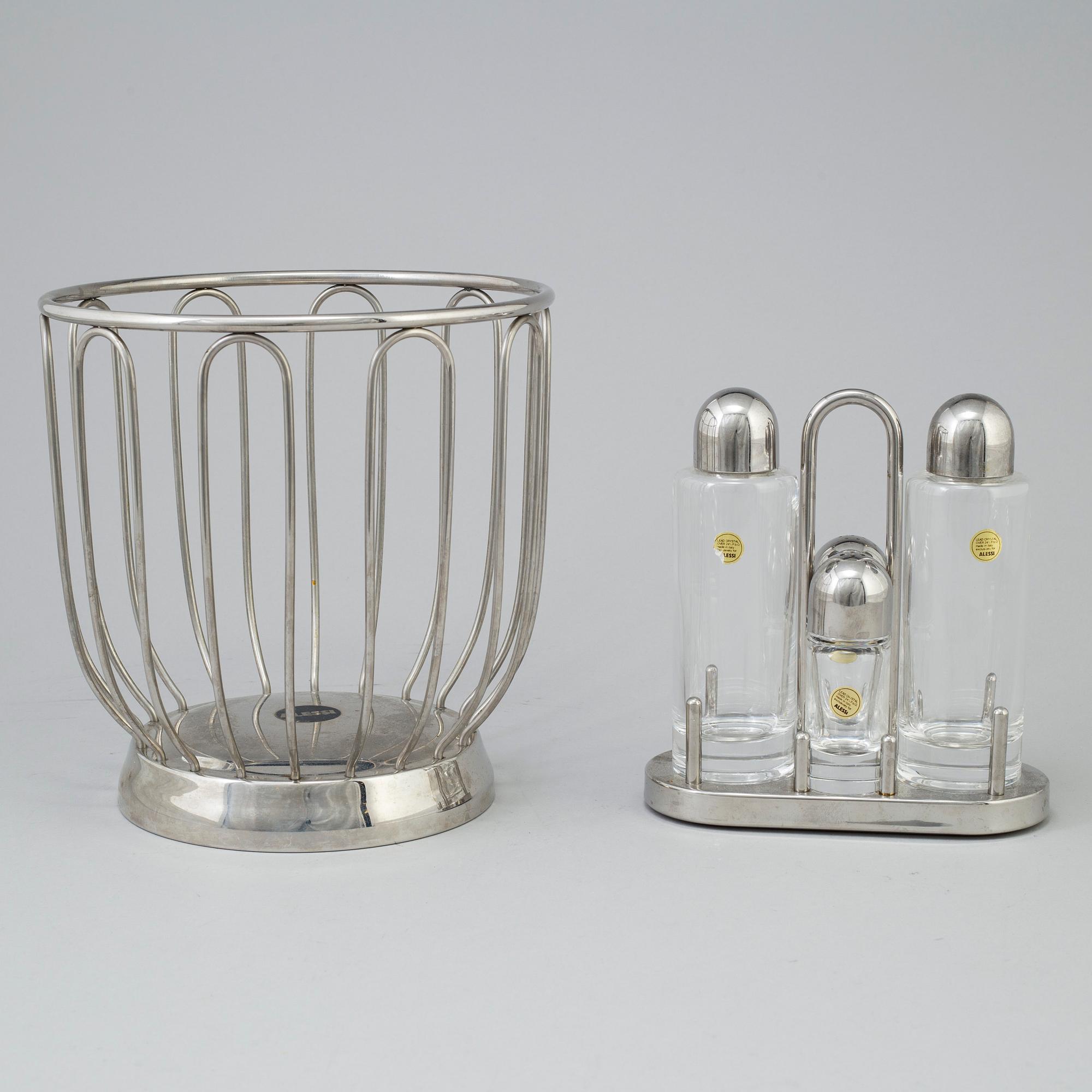2 pieces of Alessi stainless steel table ware.