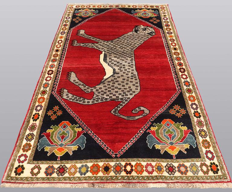 A rug, Figural Kashgai, ca 242 x 130 cm.