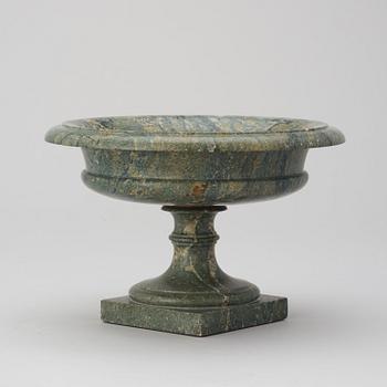 A Swedish Empire 19th century green marble tazza.