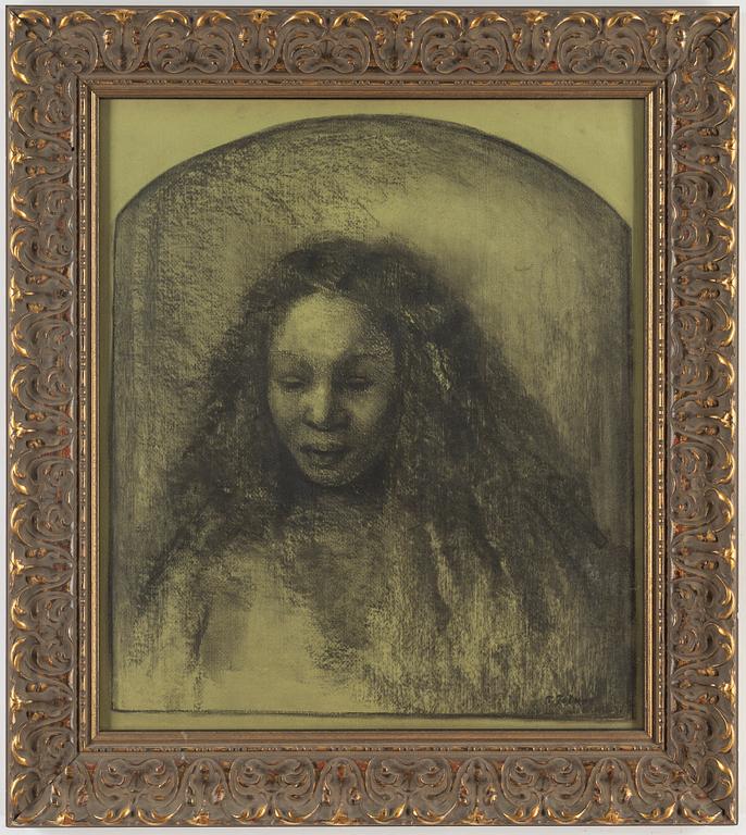 TRINE FOLMOE, charcoal, signed.