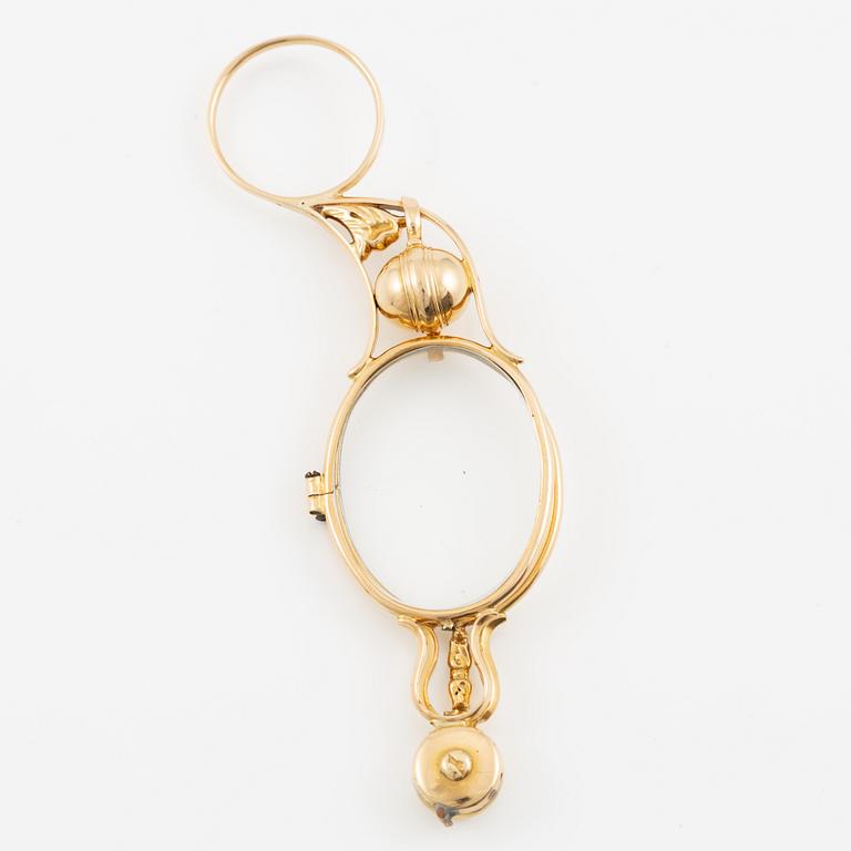 Lorngette, 18K gold with glass.