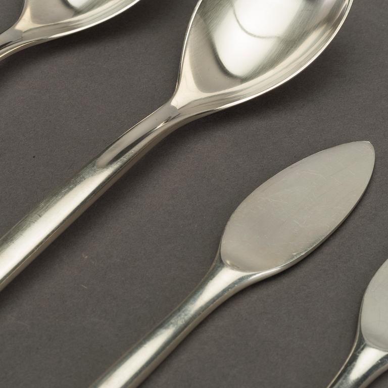 OLE HAGE, sterling silver, bestick, 15 delar, modell "TULIP" för A. Michelsen Danmark, 1900-talets mitt.