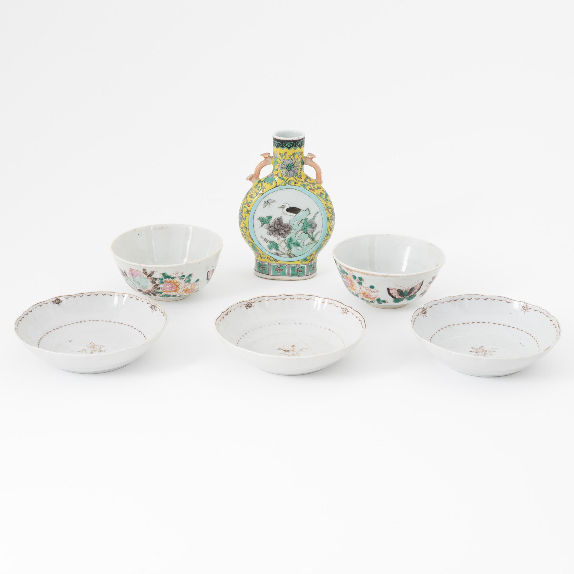 Parti, porslin, sex delar, Kina, Qing dynastin, 1700-tal, 1800-tal, samt 1900-tal.