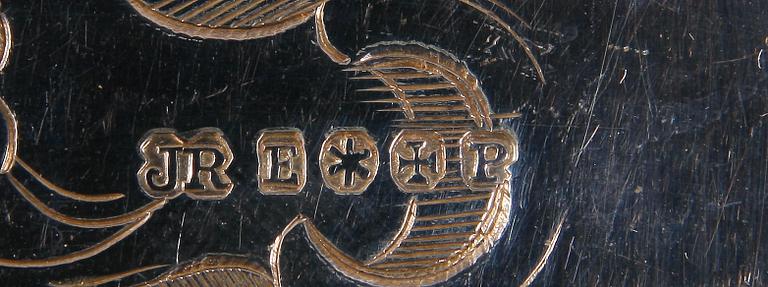 FISKUPPLÄGGNINGSBESTICK, nysilver och ben, nyrokoko, trol England, omkring 1900.