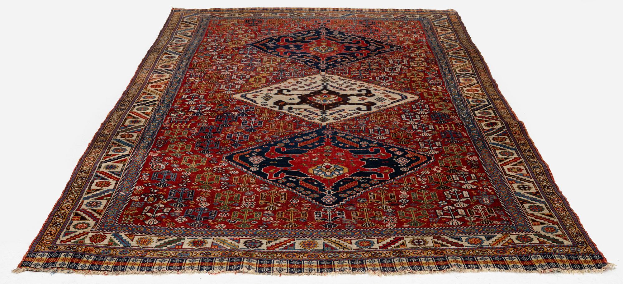 A Kashkuli Qashqai rug, South Persia, c. 246 x 128 cm.
