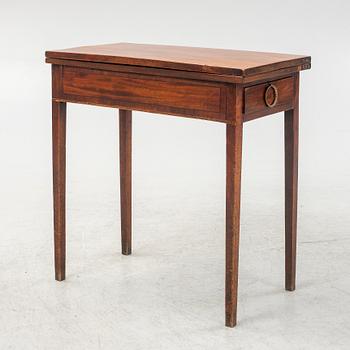 A late Gustavian mahogany card table, late 18th century.