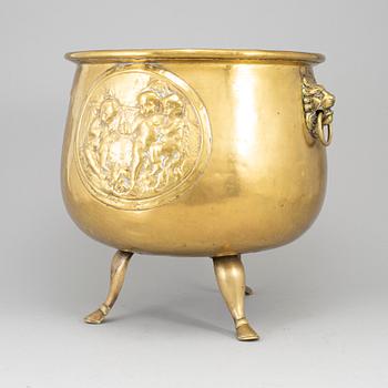 A 19th century brass flower pot.