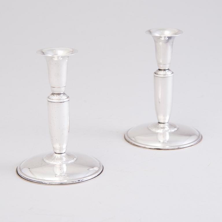 A Pair of Finnish Silver Candlesticks, marks of Kultakeskus, Hämeenlinna 1960.