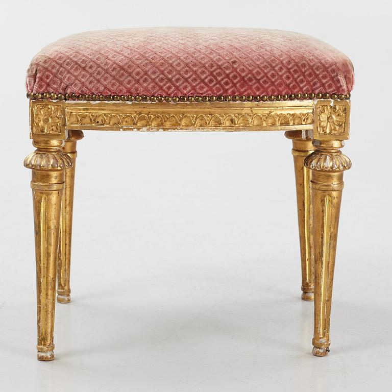 A Gustavian giltwood stool by E. Ståhl (master in Stockholm 1794-1820).