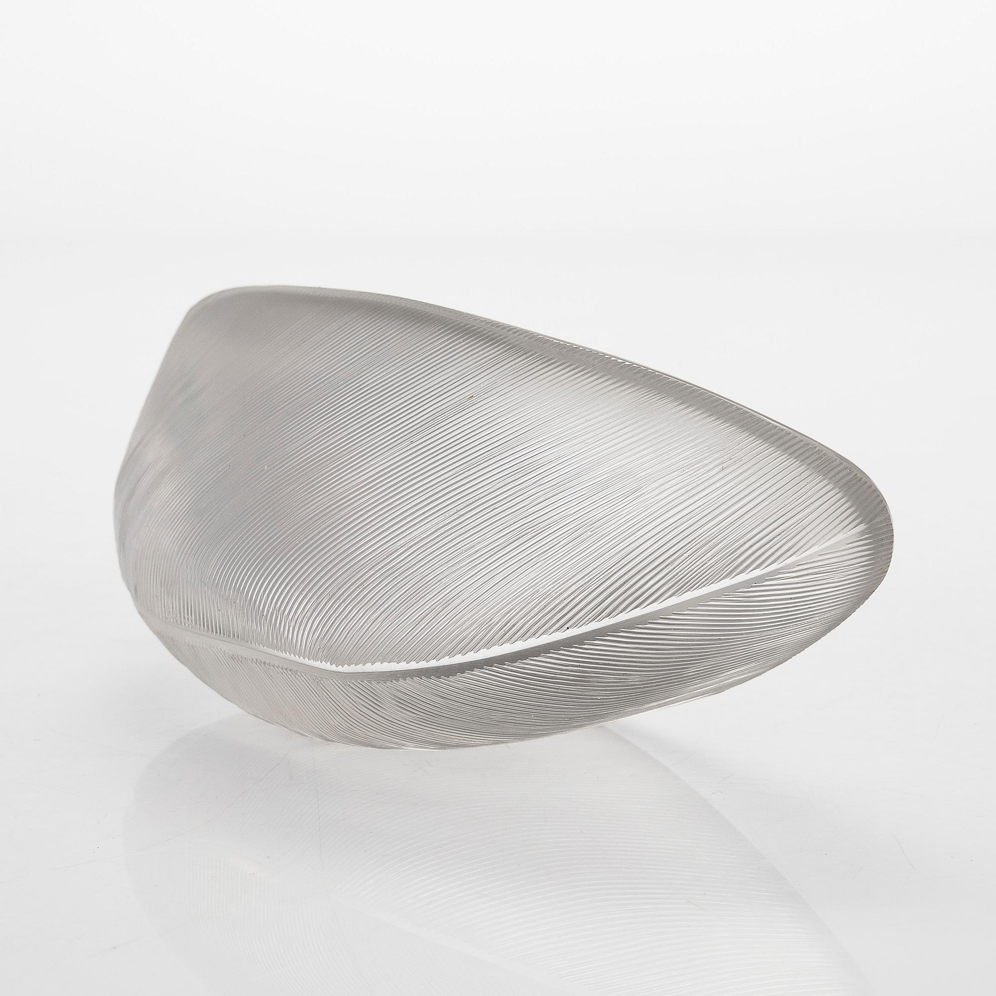 Tapio Wirkkala, taidelasi/malja, "Sulka", signeerattu Tapio Wirkkala Iittala -55.