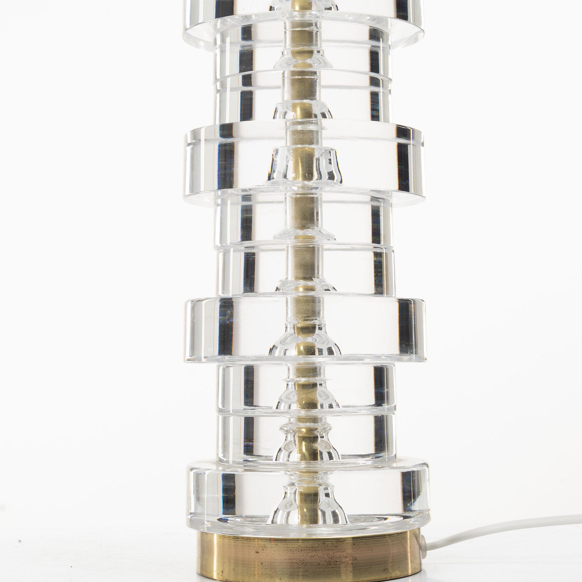 Carl Fagerlund, A table lamp in glass and brass, Orrefors.
