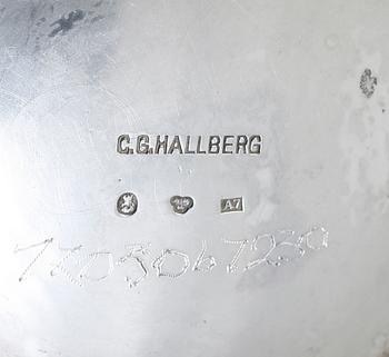 KAFFESERVIS, 3 snarlika delar, silver, GAB och CG Hallberg Stockholm 1903-1911. Total vikt ca 1145 gram.