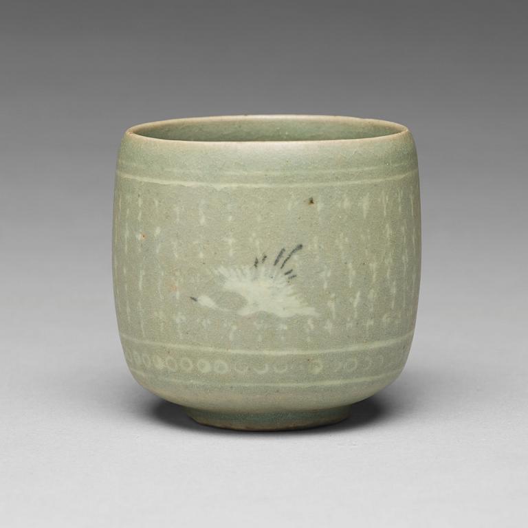 A celadon glazed crane cup, Korea, Koryo dynasty, 12th/13th Century.