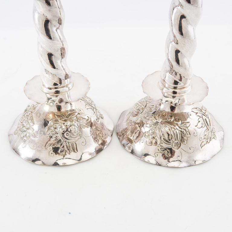 Candelabras, a pair, Baroque-style silver, GAB Stockholm 1947.