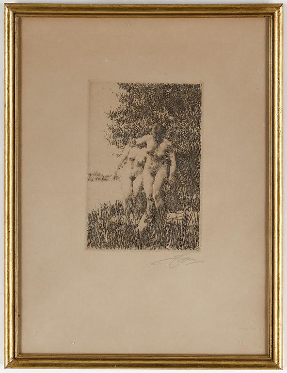 ANDERS ZORN, etsning, "Al", signerad med blyerts, utförd 1917.