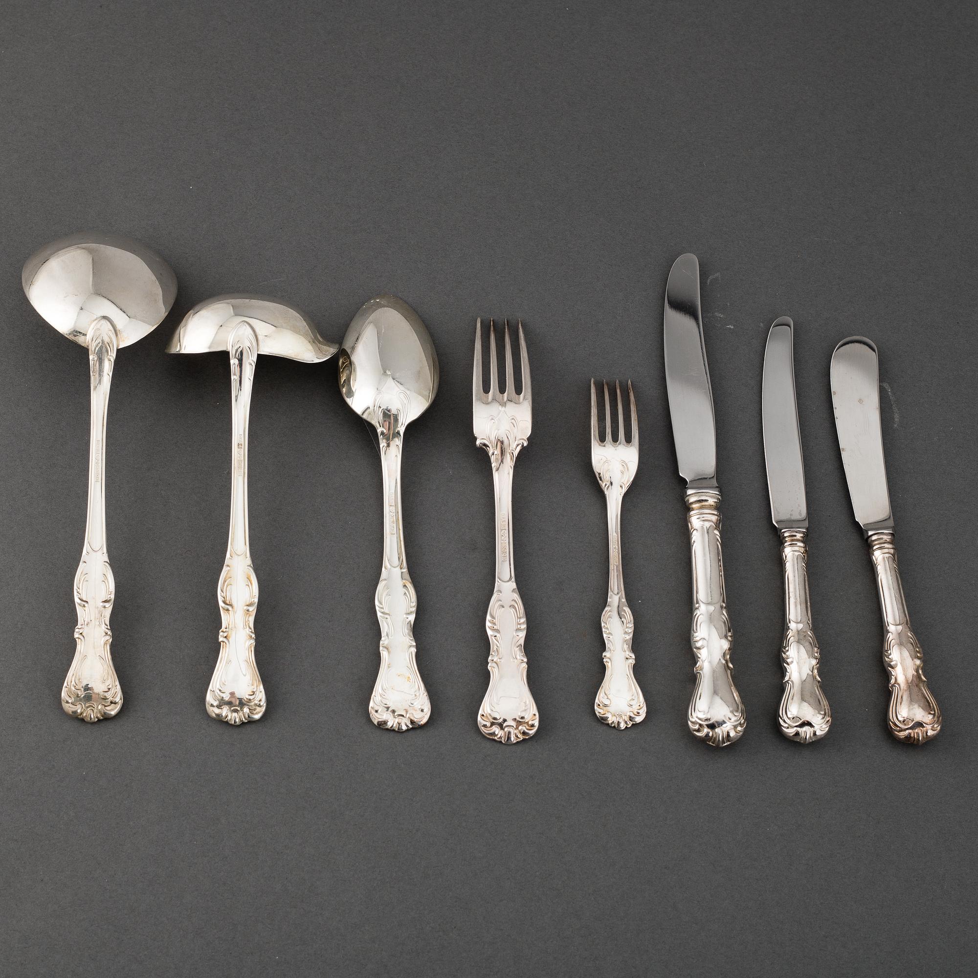GAB, a part 'Prins Albert' silver cutlery, Stockholm, 1980/90s (64 pieces).