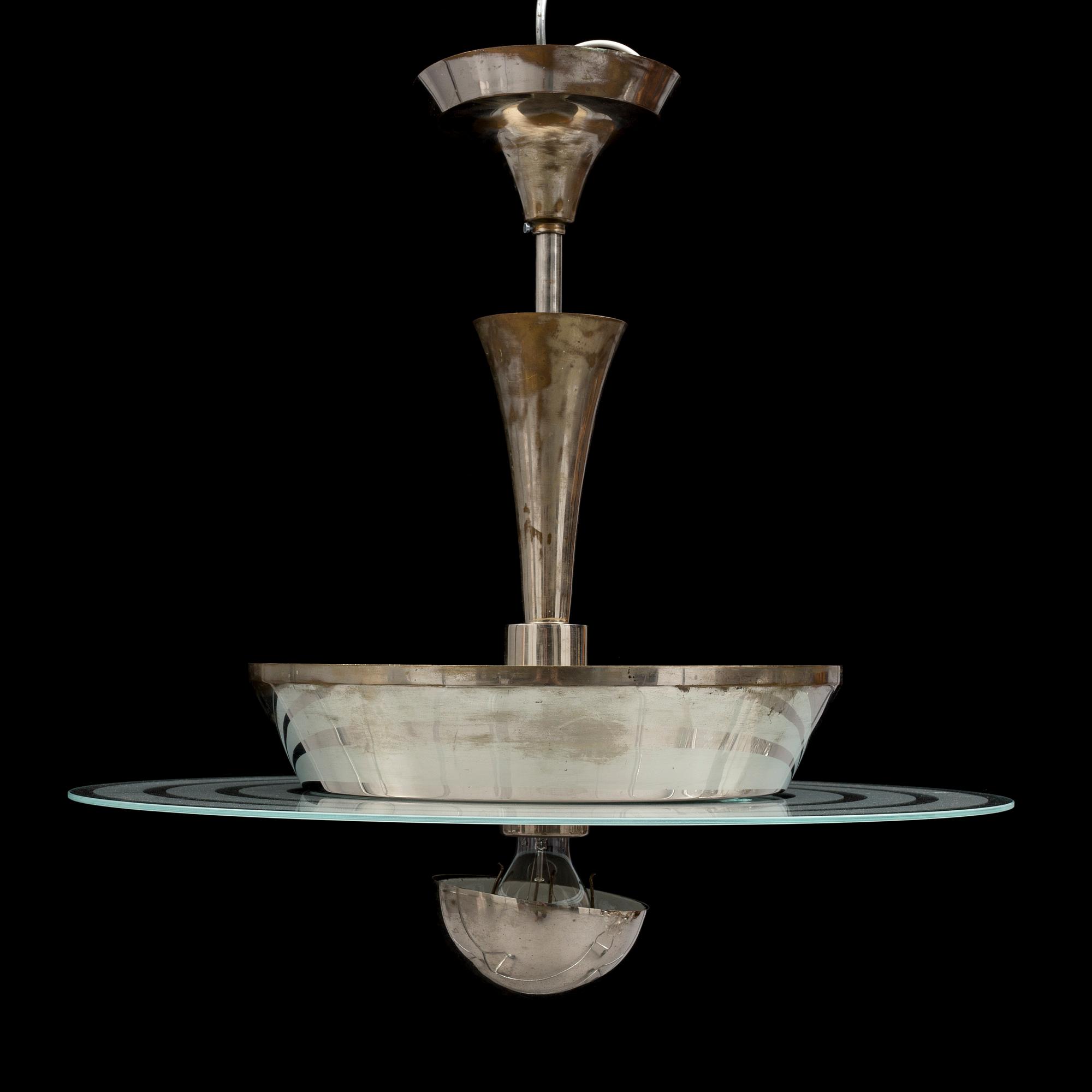 An Art Deco ceiling light, 1920 / 1930s. Height ca 60 cm.