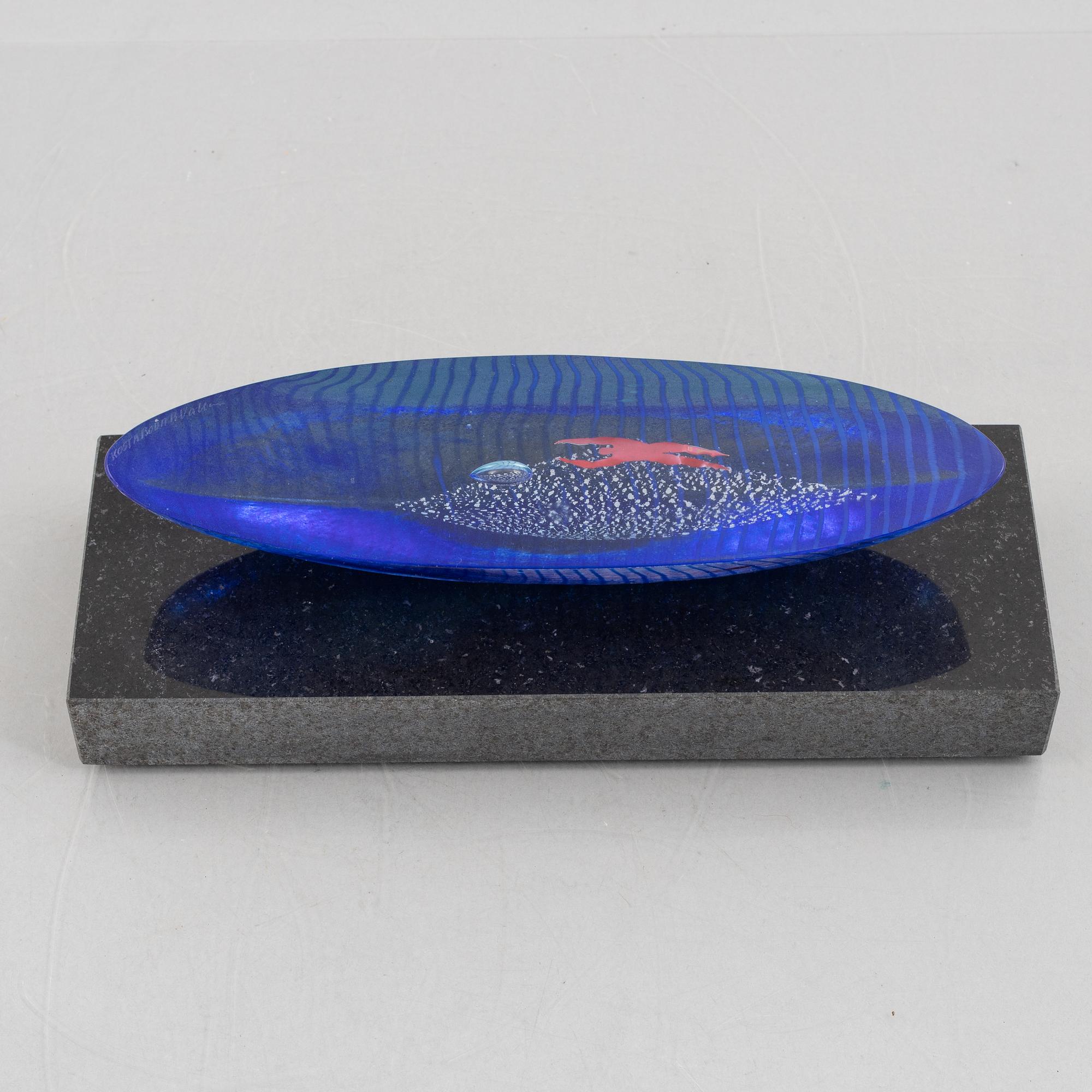 Bertil Vallien, a boat sculpture, Kosta Boda, Sweden, numbered and signed.