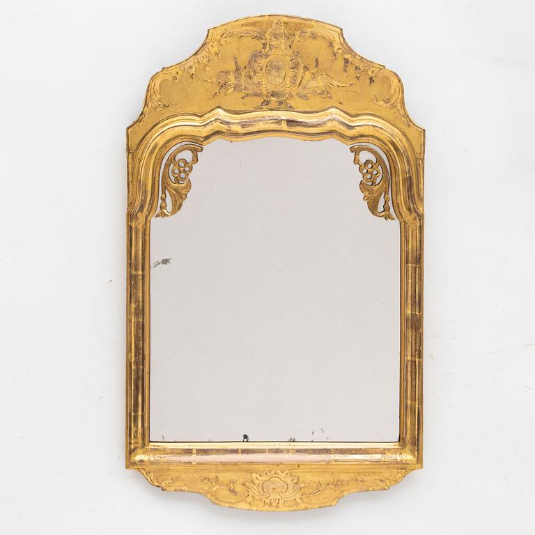 A Swedish giltwood rococo mirror, later part 18th century.