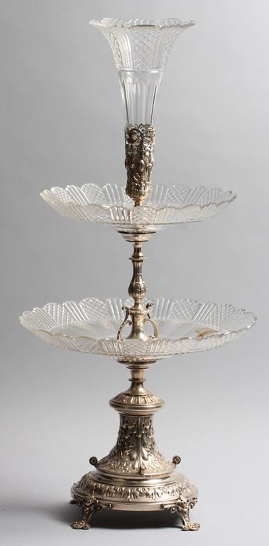 BORDSUPPSATS, nysilver/glas, nyrenässans, 1800-talets senare hälft.