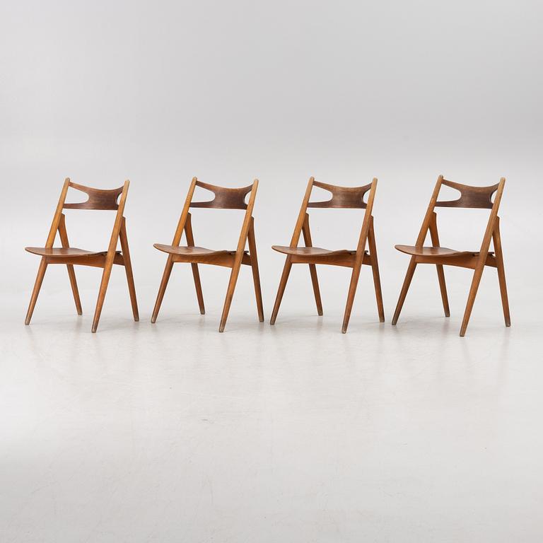 Hans J Wegner, four model CH 29 "The Savbuk Chair", Carl Hansen, 1960s.