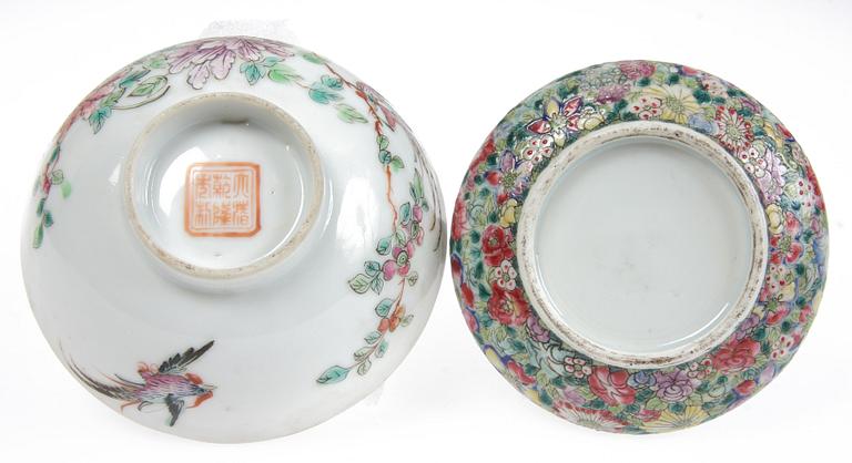 VAS samt SKÅL porslin, Kina, 1800/1900-tal.