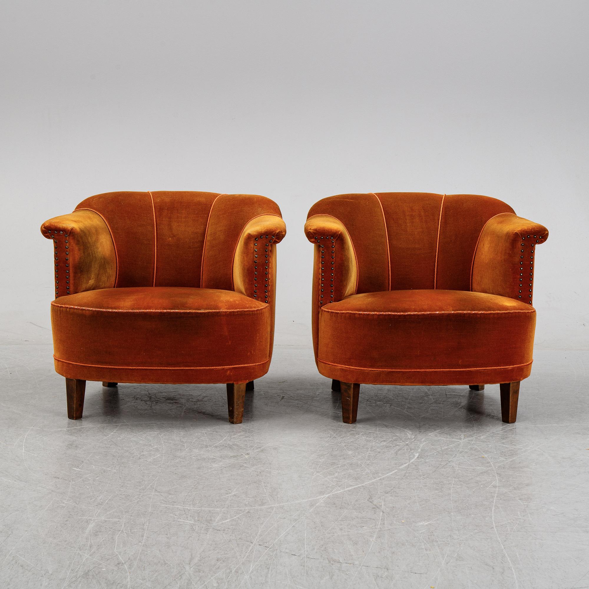 Otto Schulz, tillskrivna ,fåtöljer
ett par, 1940-tal.