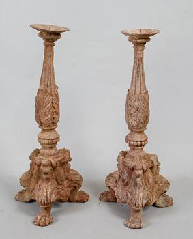LJUSSTAKAR, 1 par, barockstil, järn, 1900-tal.