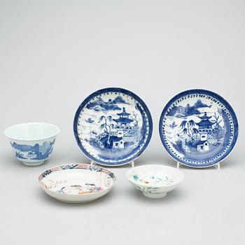 FAT samt SKÅL, 5 delar, porslin Kina 1800 samt 1900-tal.