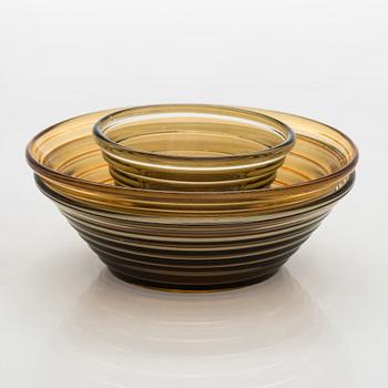 Aino Aalto,A set of three 1930's bowls, "Bölgeblick" for Karhula Glassworks, Finland.