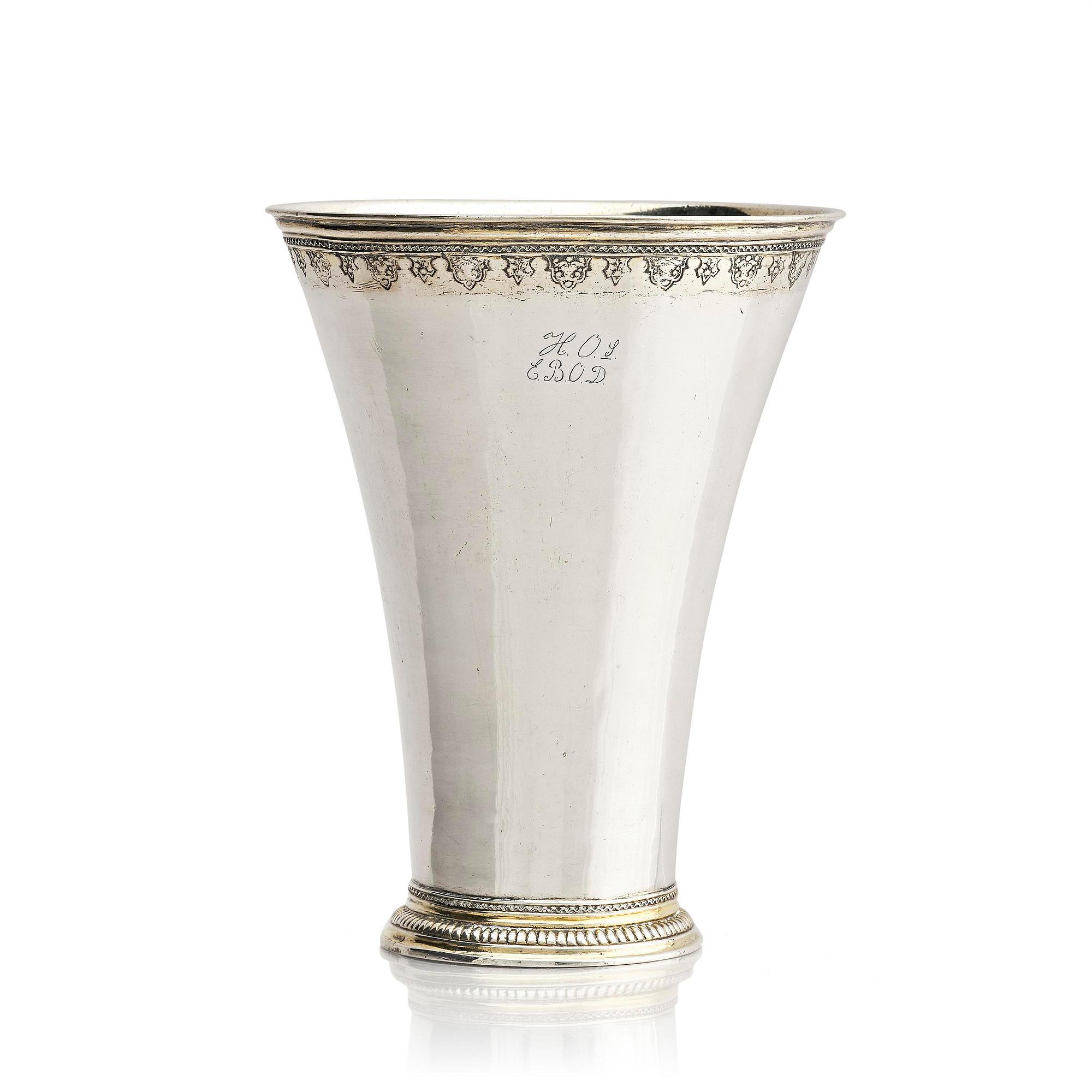 A Swedish 18th century parcel-gilt silver beaker, mark of Gustaf Henning, Stockholm 1752.