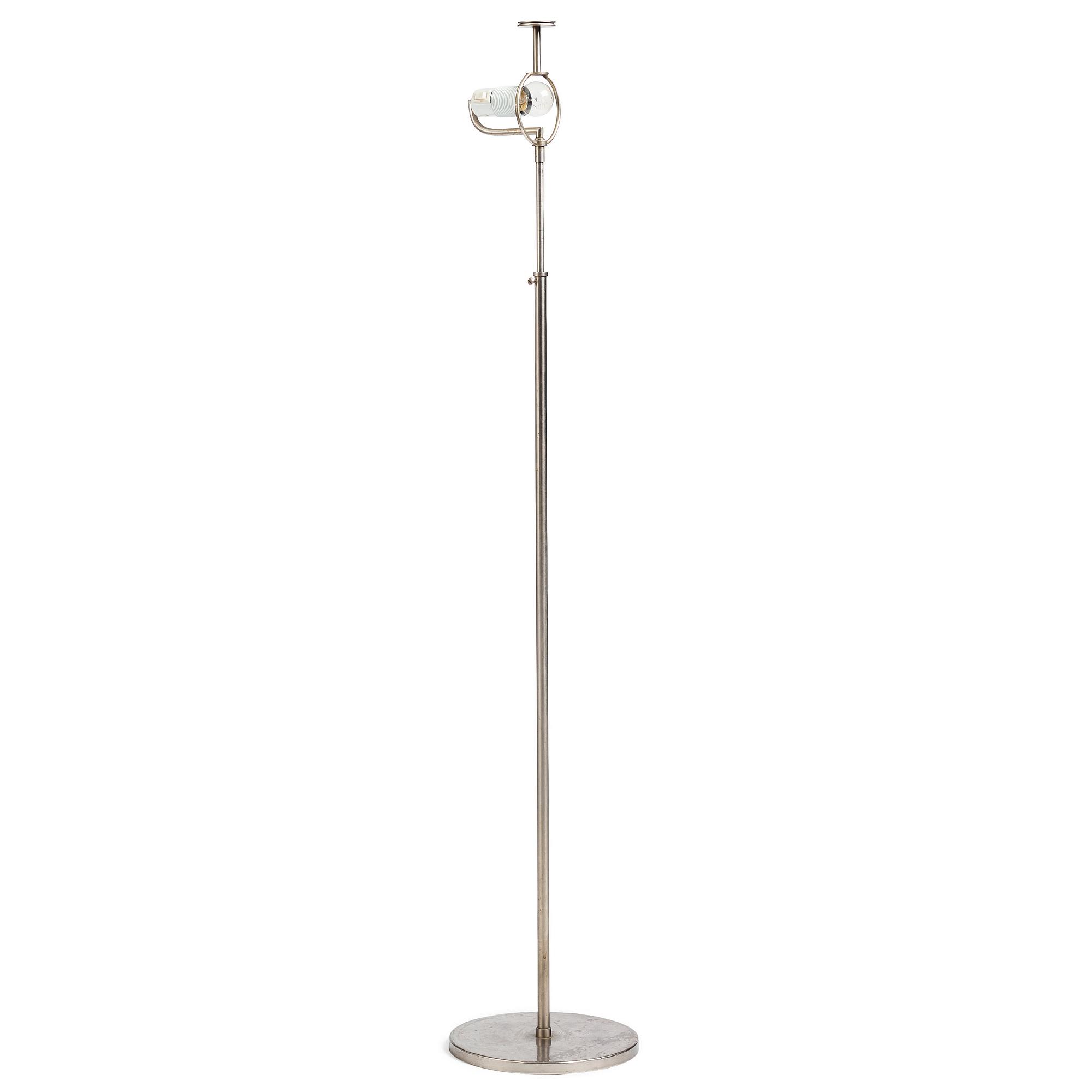 Futurum, probably designed by Margareta Köhler, a nickel plated floor lamp, Stockholm ca 1938.
