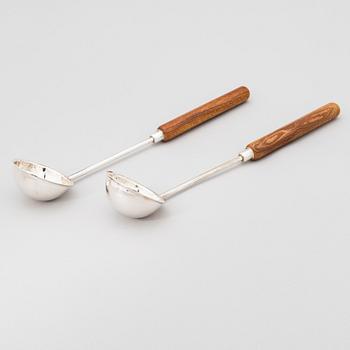 Pekka Piekäinen, Two punch ladles insterling silver with wood handles. Platinoro, Turku.