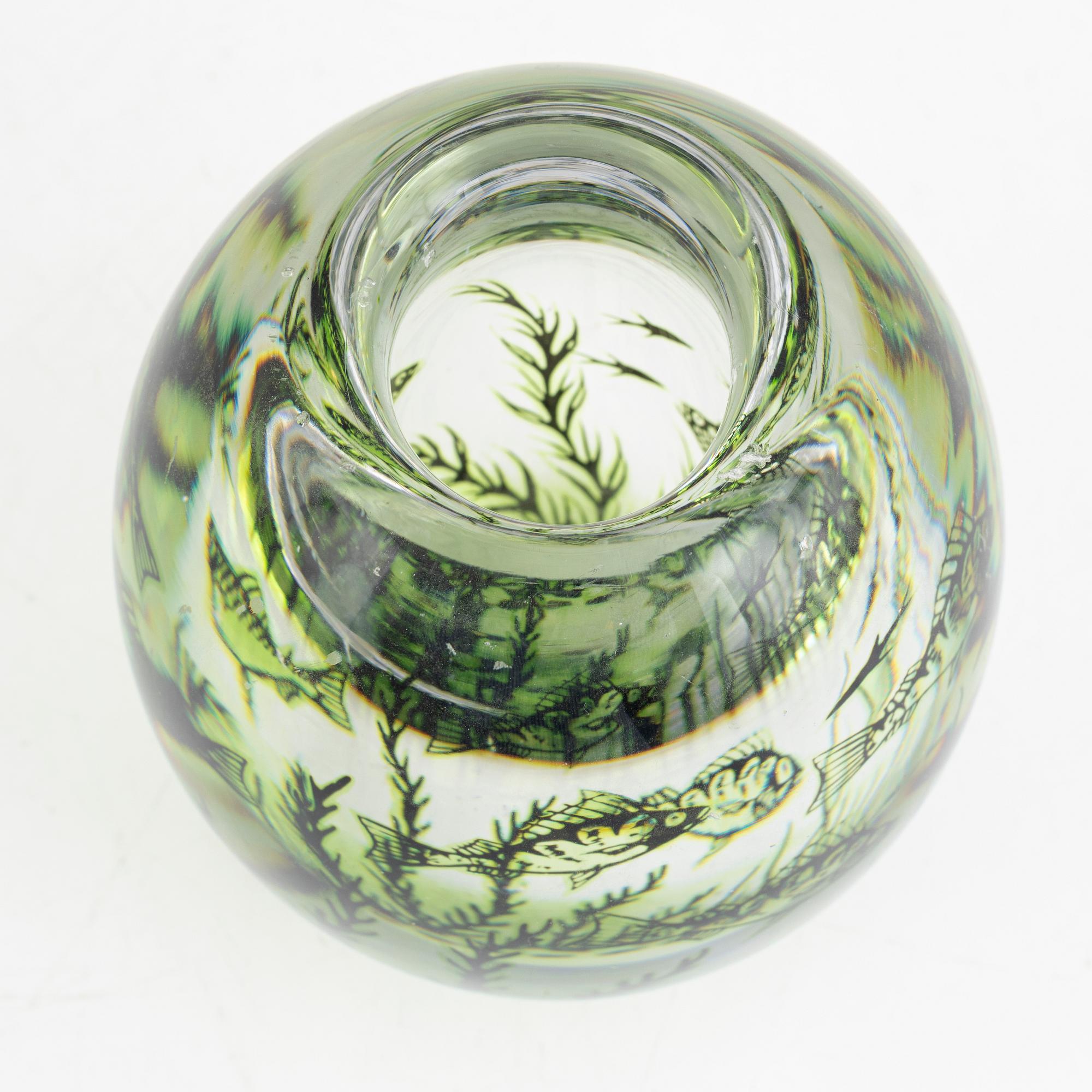 Edward Hald, a "Fish graal" vase, Orrefors, Sweden,