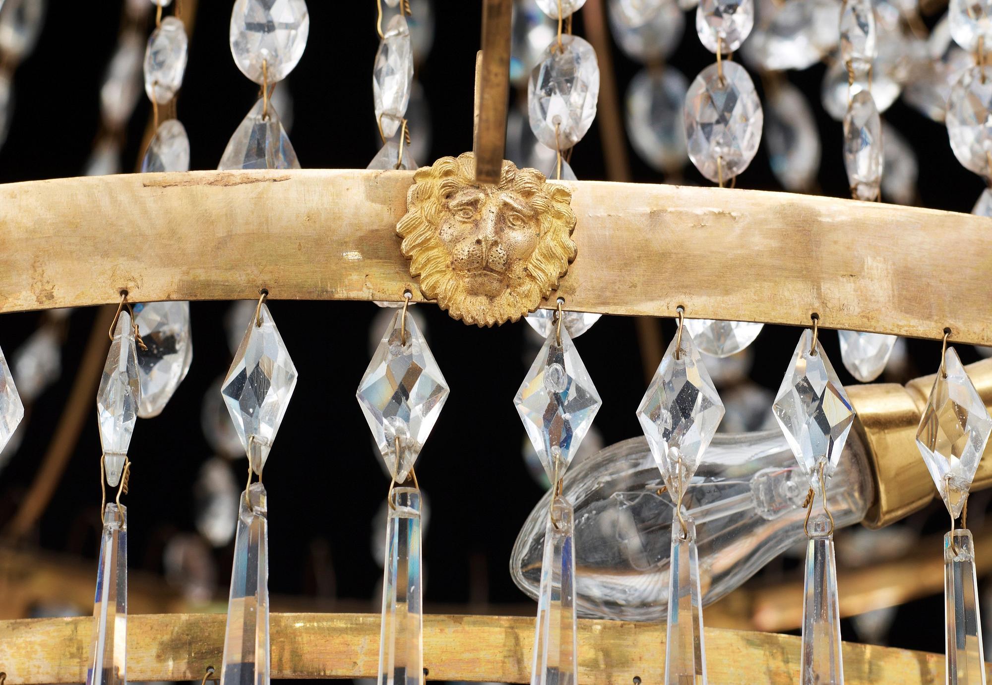 A late Gustavian circa 1800 twelve-light chandelier.